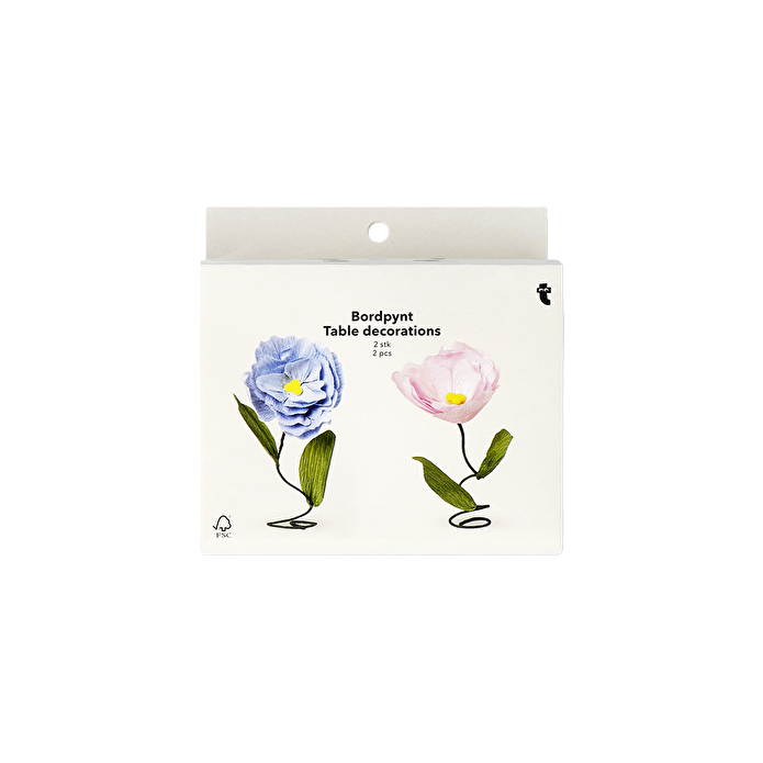 Flying Tiger Copenhagen 2'li Pembe Mavi Yaz Çiçekleri Pasta Dekorasyonu