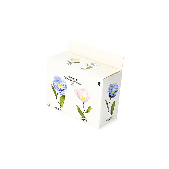 Flying Tiger Copenhagen 2'li Pembe Mavi Yaz Çiçekleri Pasta Dekorasyonu