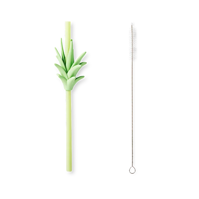 Flying Tiger Copenhagen 4'lü Yeşil Yaprak Detaylı Plastik Pipet