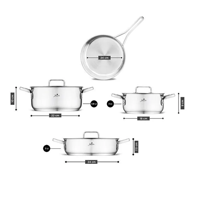 Jumbo Capello 7 Parça İndüksiyon Tabanlı Tencere Seti
