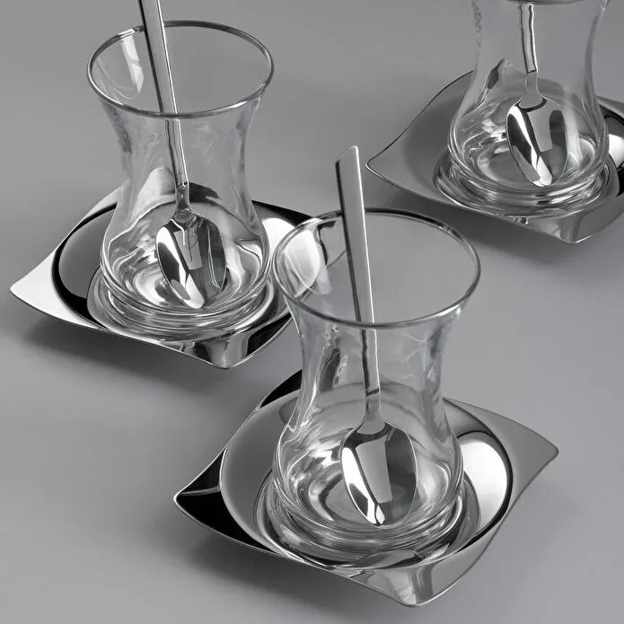 Jumbo Kybele 18 Parça Çelik Çay Seti