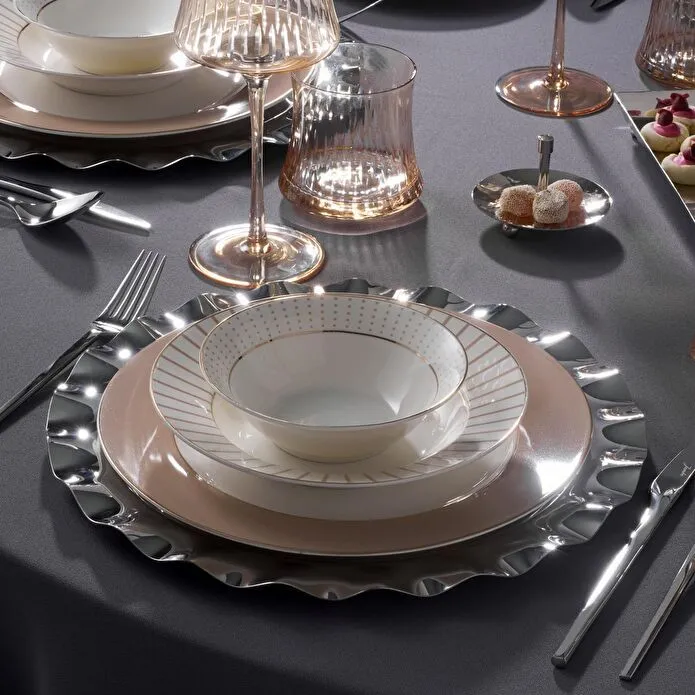 Jumbo Navy 24 Parça 6 Kişilik Yemek Takımı Beıge