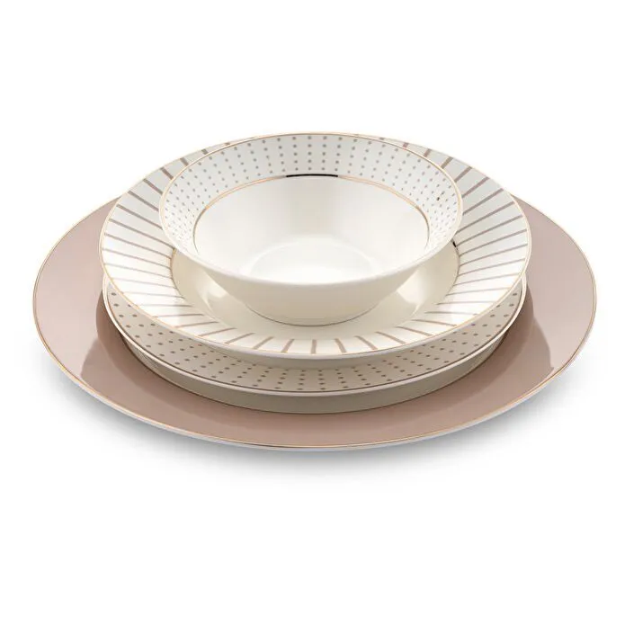 Jumbo Navy 24 Parça 6 Kişilik Yemek Takımı Beıge