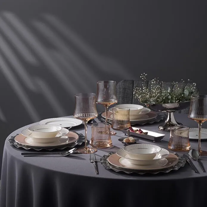 Jumbo Navy 24 Parça 6 Kişilik Yemek Takımı Beıge