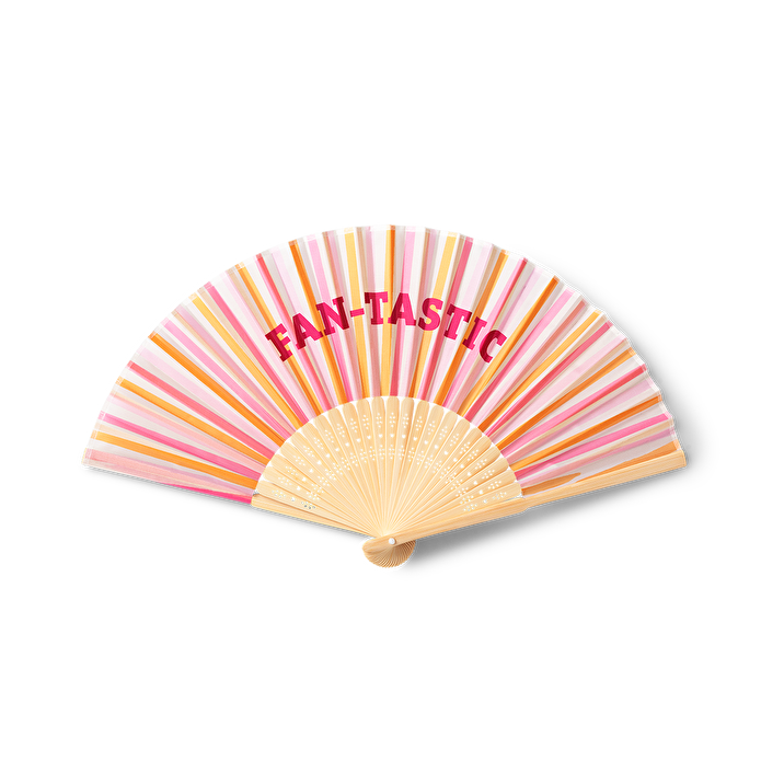 Flying Tiger Copenhagen Turuncu Çizgili Bambu Yelpaze