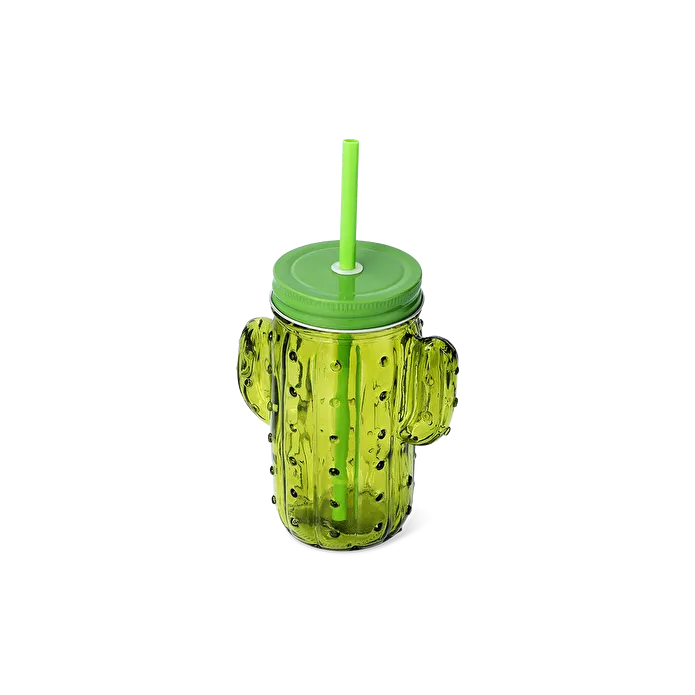 Flying Tiger Copenhagen Kaktüs Şeklinde Pipetli Cam Bardak