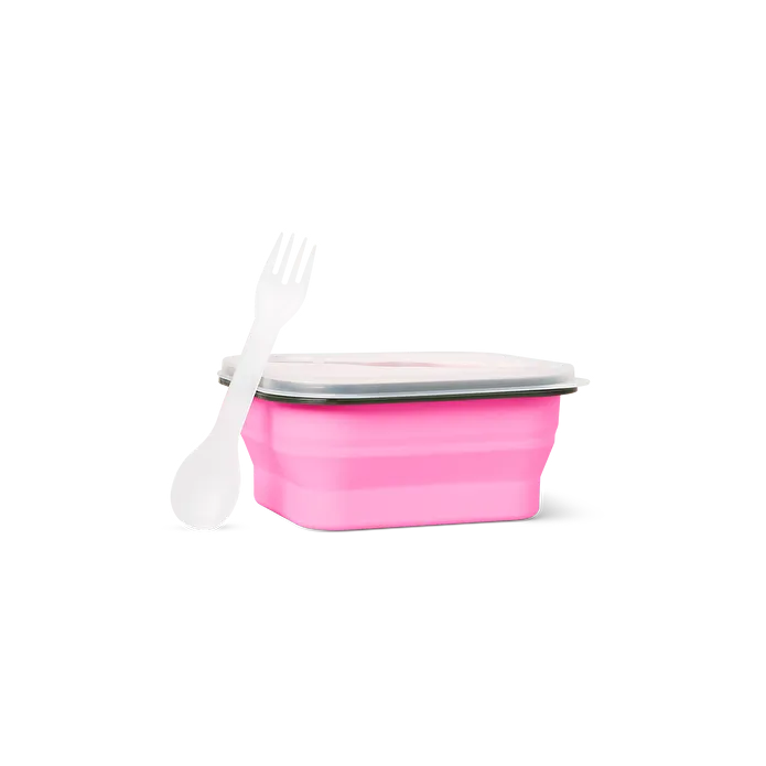 Flying Tiger Copenhagen Pembe Katlanabilir Silikon Beslenme Kabı
