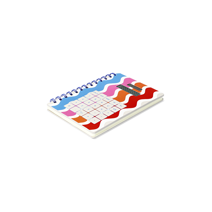 Flying Tiger Copenhagen Hesap Makinesi Detaylı Çizgili Spiralli Defter