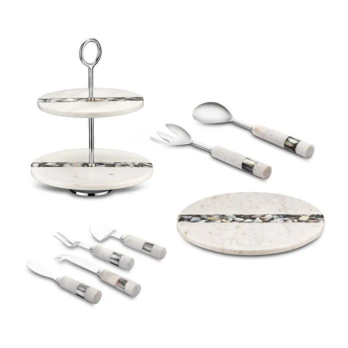 Jumbo Romano Mermer Servislik 14x14x1.76 cm Beyaz