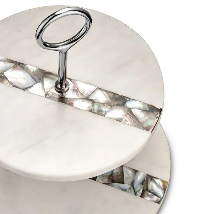 Jumbo Romano Mermer 2 Katlı Servislik Beyaz