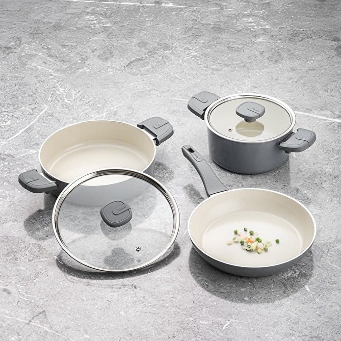 Jumbo Swiss Crystal Grey 5 Parça İndüksiyon Tabanlı Tencere Seti