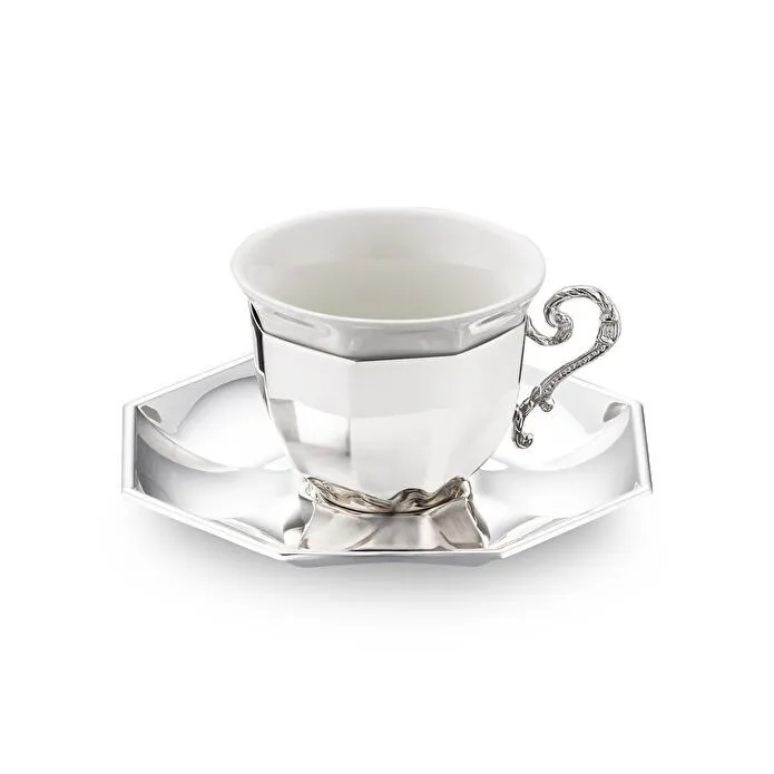 Jumbo Timeless MMXXV Tek Kişilik Kahve Fincan Seti Silver