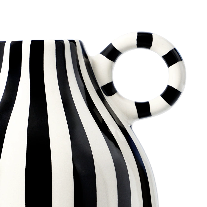 Flying Tiger Copenhagen Siyah Beyaz Çizgili Seramik Vazo