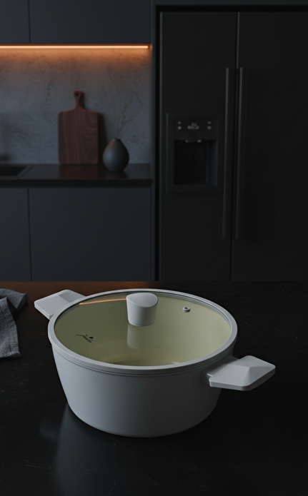 Jumbo Swiss Crystal Light Grey Derin Tencere 24 cm