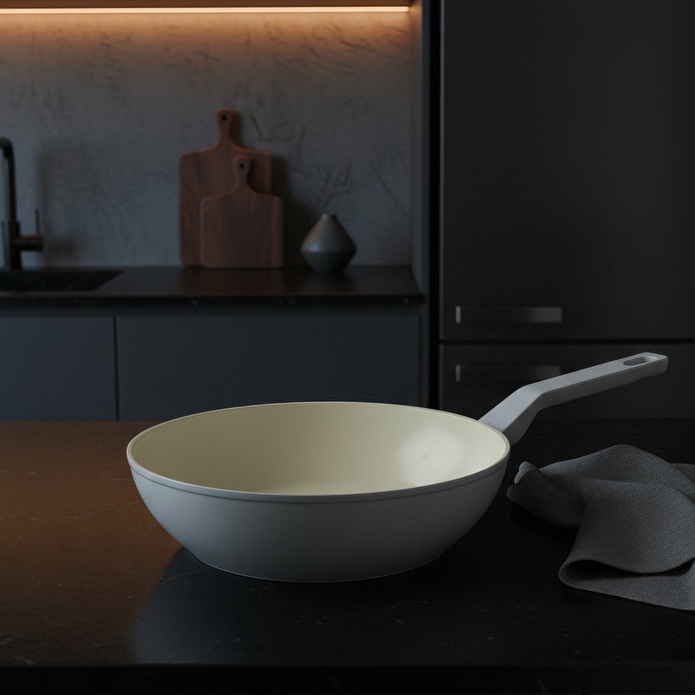 Jumbo Swiss Crystal Light Grey Wok Tava 28 cm
