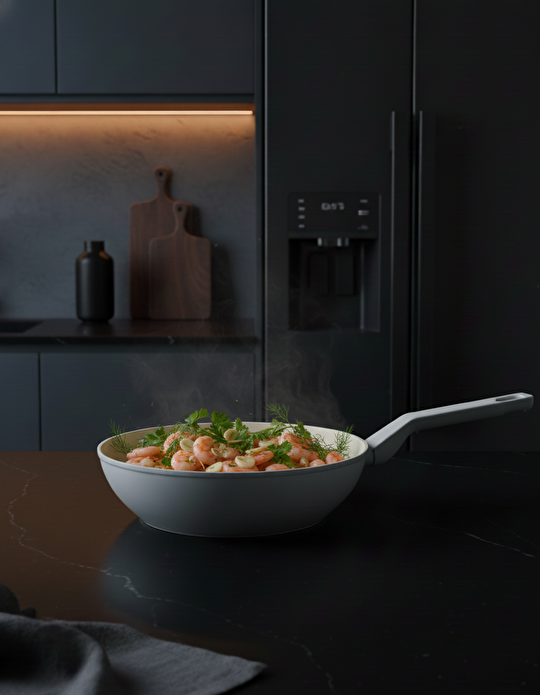 Jumbo Swiss Crystal Light Grey Wok Tava 28 cm