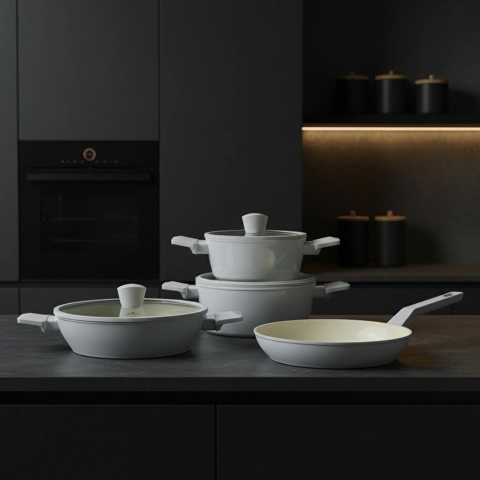 Jumbo Swiss Crystal Light Grey 7 Parça Tencere Seti