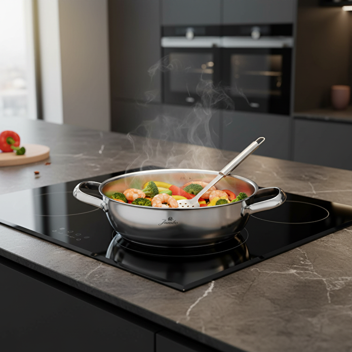 Jumbo Colosseum 3PLY 7 Parça İndüksiyon Tabanlı Çelik Tencere Seti