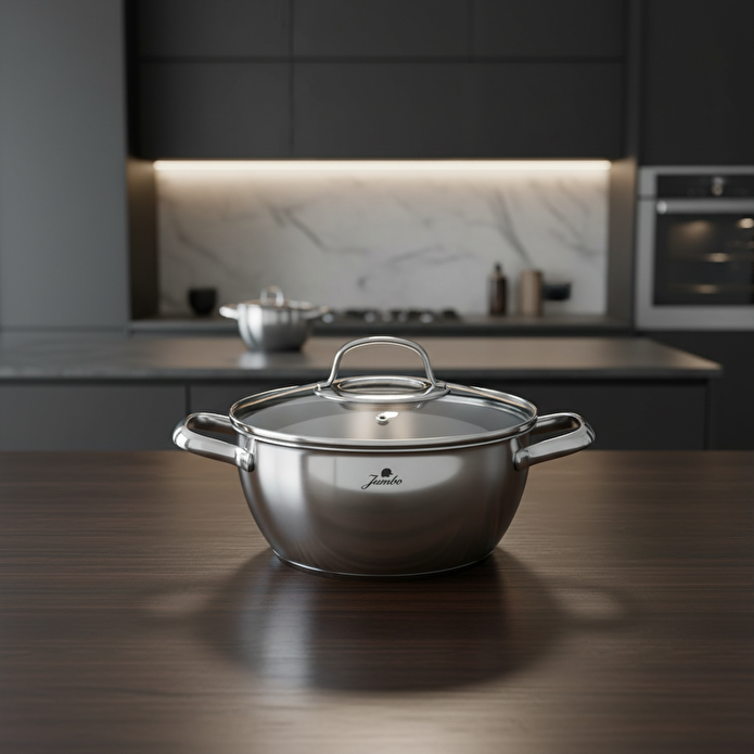 Jumbo Colosseum 3PLY 7 Parça İndüksiyon Tabanlı Çelik Tencere Seti