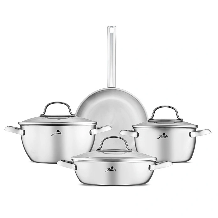 Jumbo Colosseum 3PLY 7 Parça İndüksiyon Tabanlı Çelik Tencere Seti