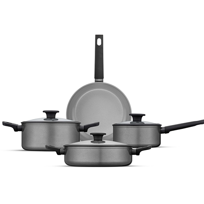 Jumbo Toledo Swiss Crystal Grey İndüksiyon Tabanlı Tencere Seti 7 Parça