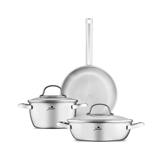 Jumbo Athena 3PLY 5 Parça İndüksiyon Tabanlı Çelik Tencere Seti