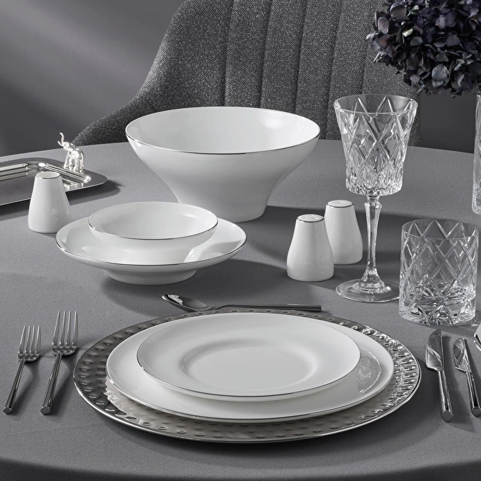Jumbo Laurel Platin 55 Parça 12 Kişilik Yemek Takımı