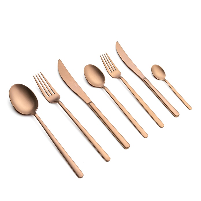 Jumbo 2900 Vannes Mocha Mousse 42 Parça 6 Kişilik Yemek Çatal Kaşık Bıçak Takımı