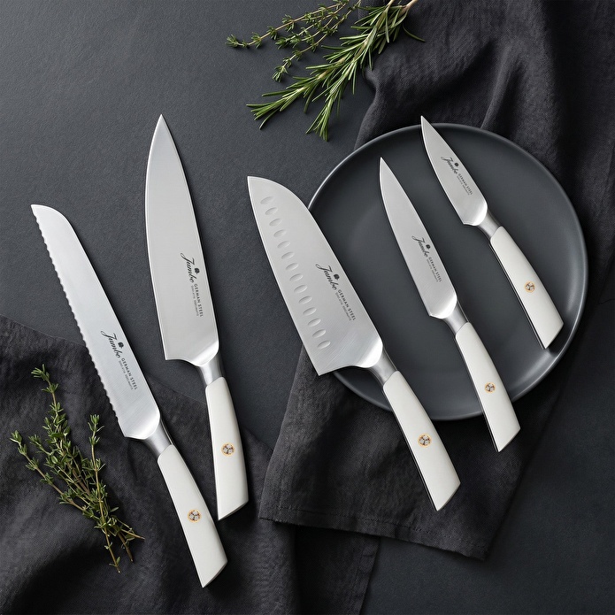 Jumbo Katana Standlı 6 Parça Beyaz Bıçak Seti