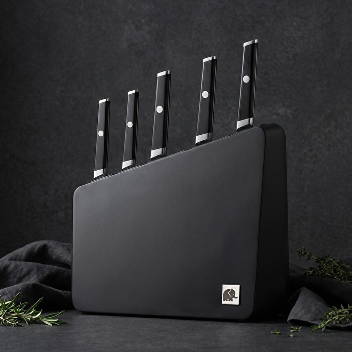 Jumbo Katana Standlı 6 Parça Siyah Bıçak Seti