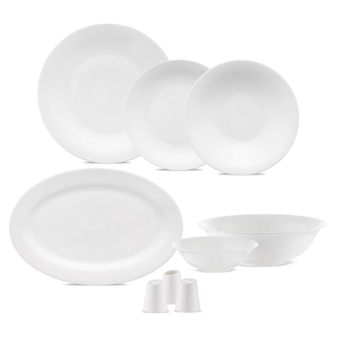 Jumbo Merlem 55 Parça 12 Kişilik Yemek Takımı Beyaz