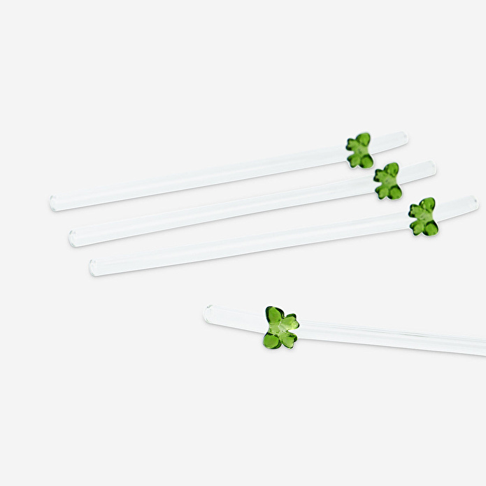 Flying Tiger Copenhagen 4'lü Yeşil Fiyonk Detaylı Cam Pipet