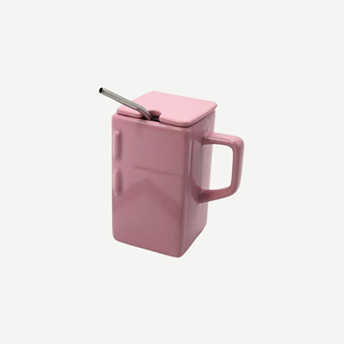 Flying Tiger Copenhagen Pembe Buzdolabı Şeklinde Pipetli Kupa