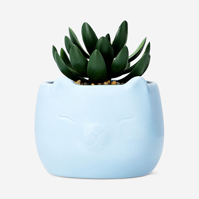 Flying Tiger Copenhagen Kedi Şeklinde Seramik Saksıda Yapay Bitki