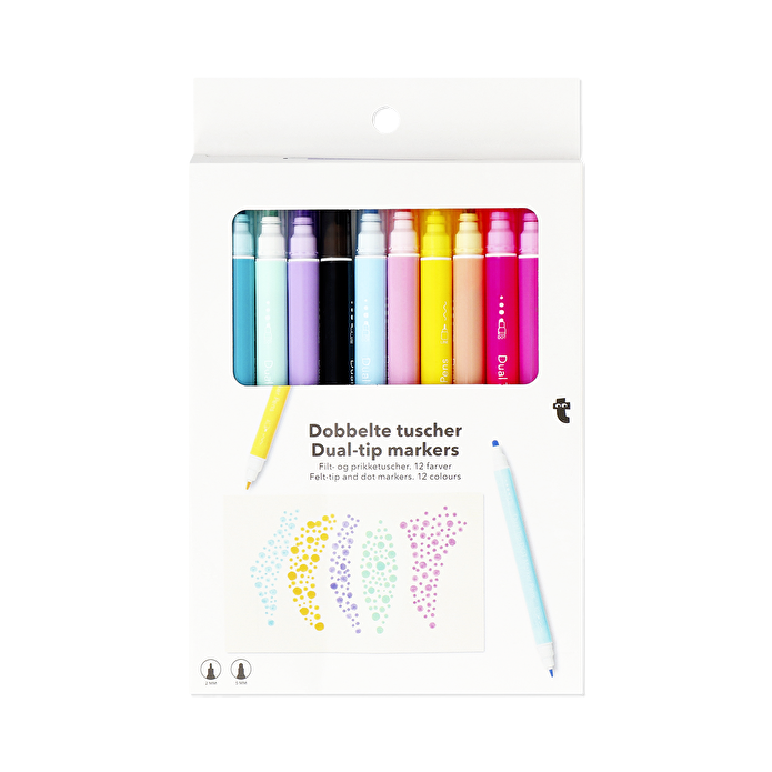 Flying Tiger Copenhagen 12'li Keçe ve Nokta Uçlu Kalem