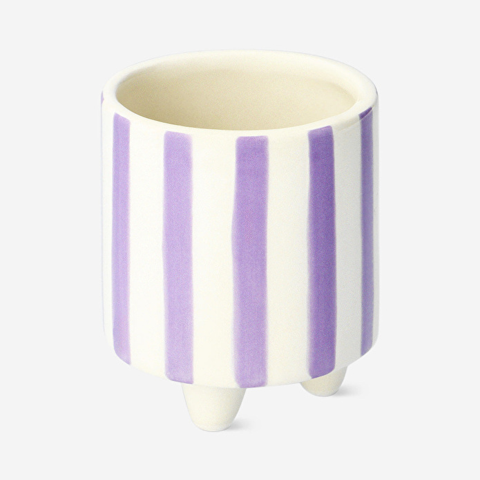 Flying Tiger Copenhagen Mor Beyaz Çizgili Küçük Saksı