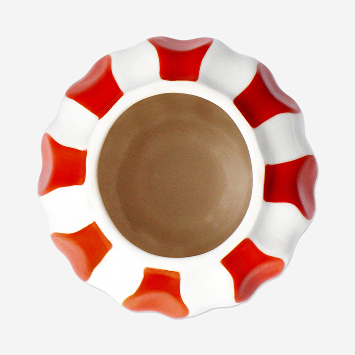 Flying Tiger Copenhagen Turuncu Beyaz Çizgili Seramik Vazo