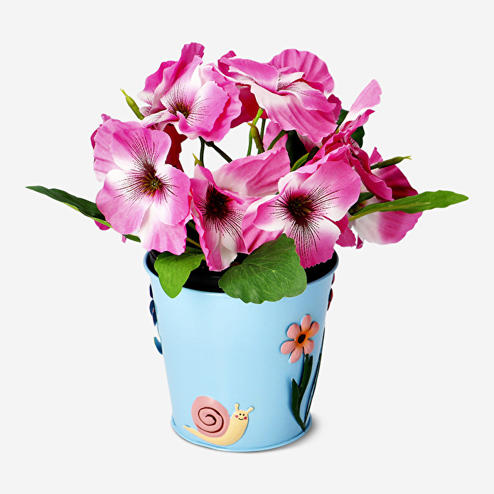 Flying Tiger Copenhagen Çiçek Detaylı Mavi Çinko Saksı