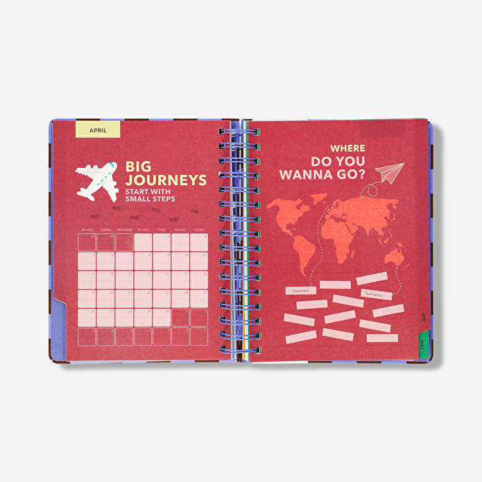 Flying Tiger Copenhagen Bordo Kareli Çalışma Planlayıcı Defter