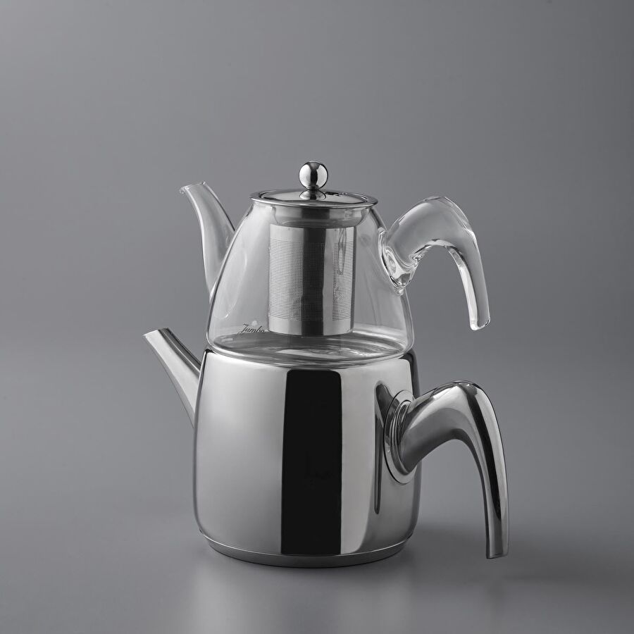 Jumbo 6500 Cam Demlikli Full Metal Sap İndüksiyon Tabanlı Çaydanlık