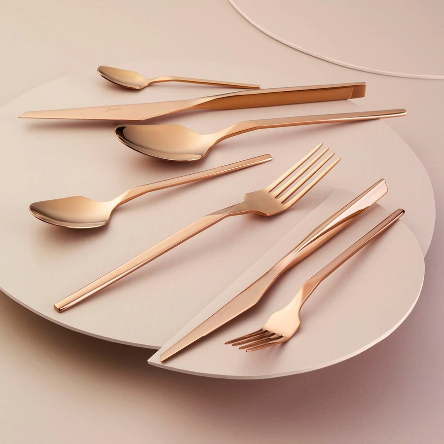 Jumbo 5100 Quartz Titanyum Bronz 12 Kişilik 84 Parça Çatal Kaşık Bıçak Seti