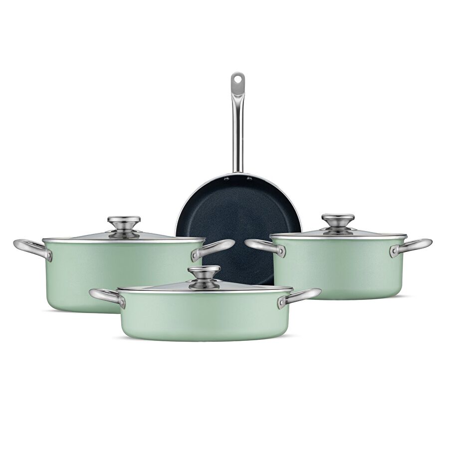 Jumbo Mint Green 7 Parça İndüksiyon Tabanlı Granit Tencere Seti