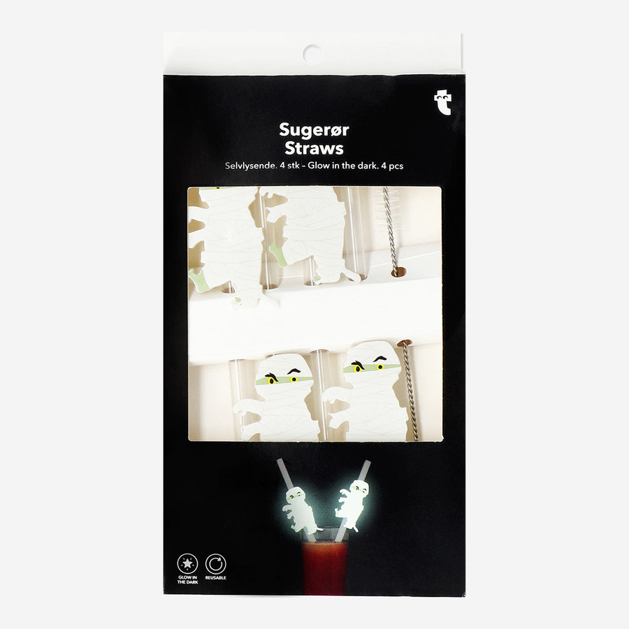 Flying Tiger Copenhagen 4'lü Karanlıkta Parlayan Mumyalı Pipet Seti