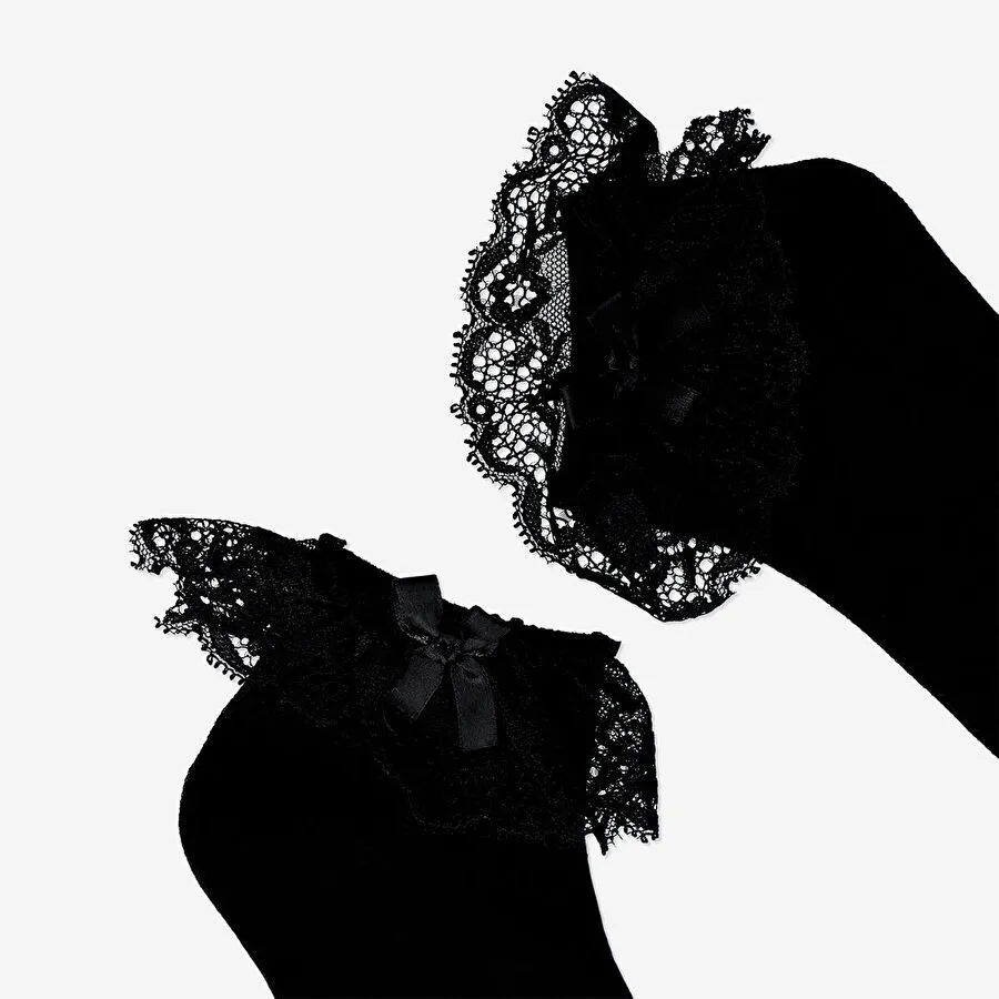 Flying Tiger Copenhagen Gotik Tasarımlı Siyah Çorap 36/38