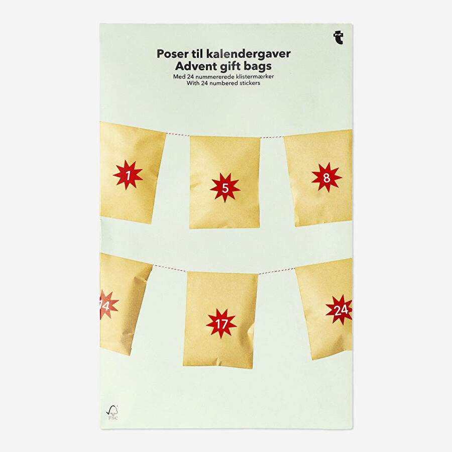 Flying Tiger Copenhagen 24'lü Kağıt Çanta Numaralı Sticker Seti