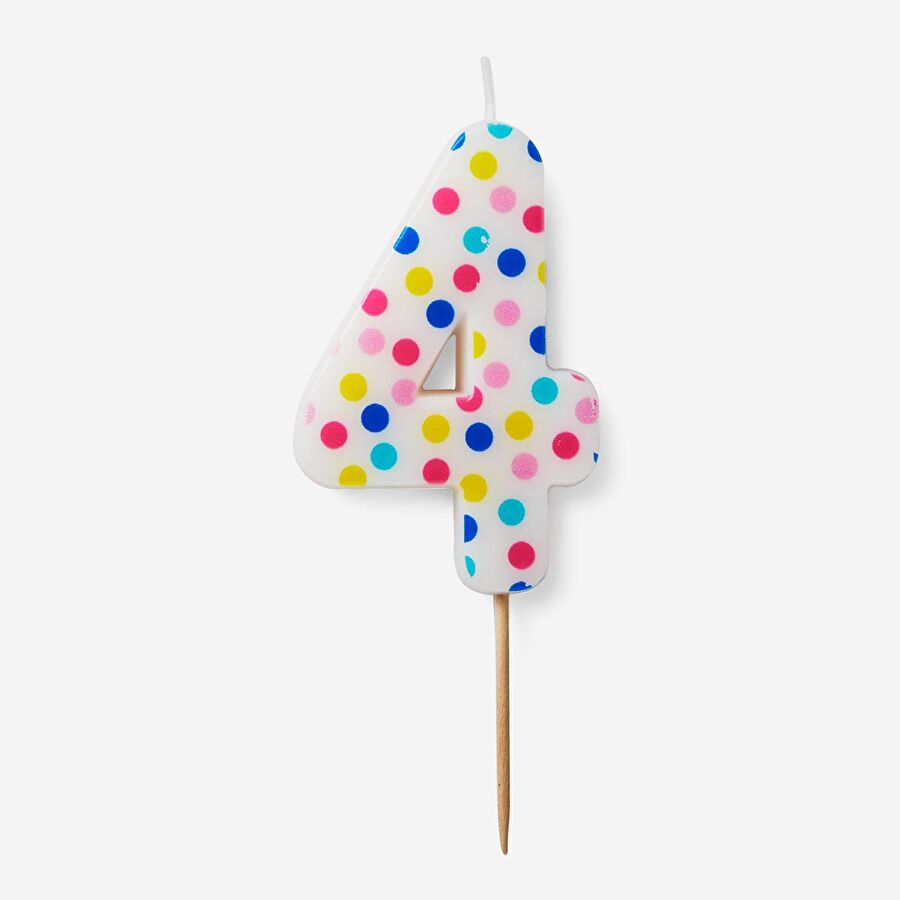 Flying Tiger Copenhagen 4 Numaralı Renkli Puantiyeli Pasta Mumu