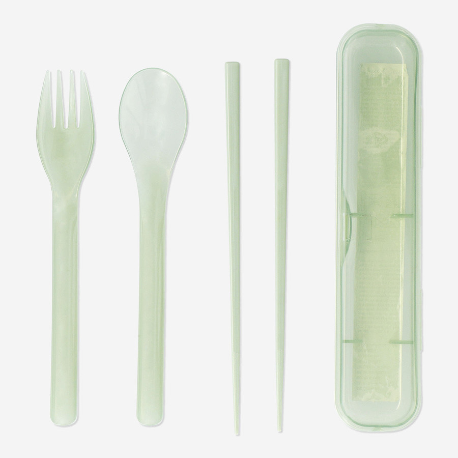 Flying Tiger Copenhagen Şeffaf Yeşil Çatal Kaşık Chopstick Seti
