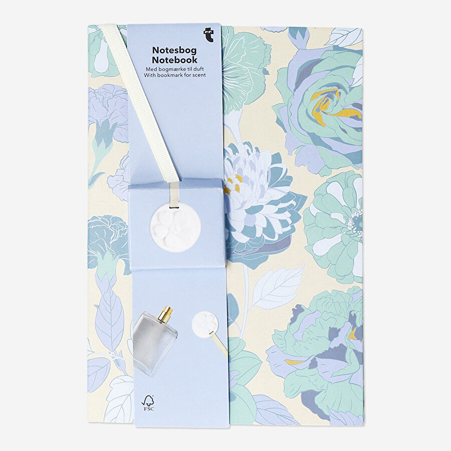 Flying Tiger Copenhagen Mavi Çiçek Desenli ve Kokulu Ayraçlı Defter