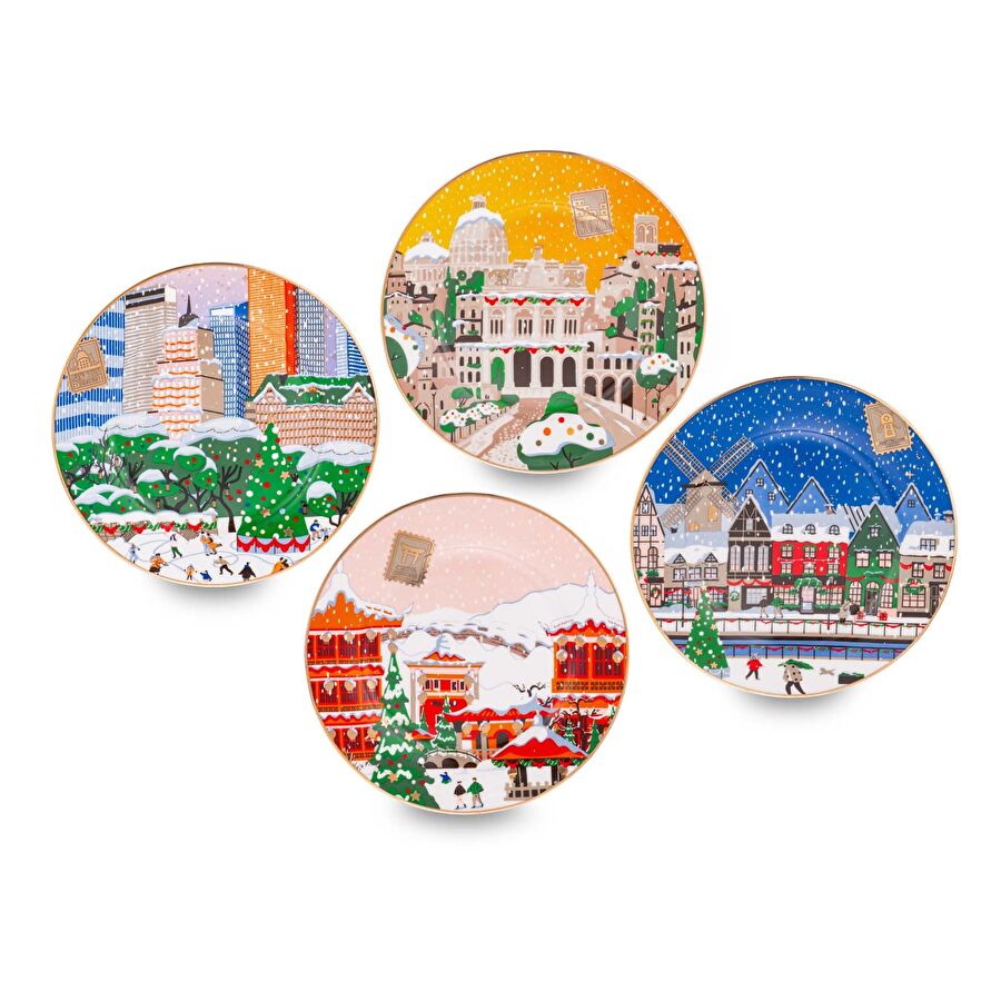 Jumbo New Year Countries 4'lü Pasta Tabağı 20 cm