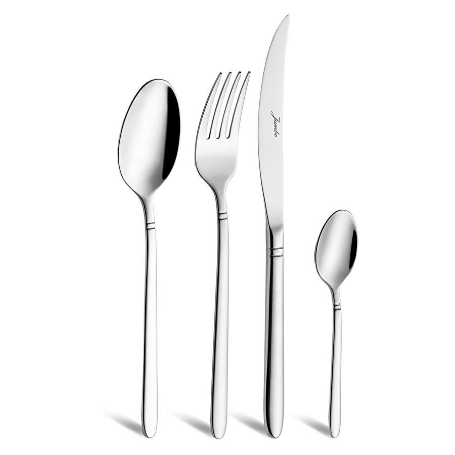 Jumbo 2002 24 Parça 6 Kişilik Tatlı Çatal Kaşık Bıçak Takımı Çelik